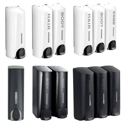 Wall-Mounted Soap Dispenser - Double Chamber, Black, for Shampoo & Hand Soap