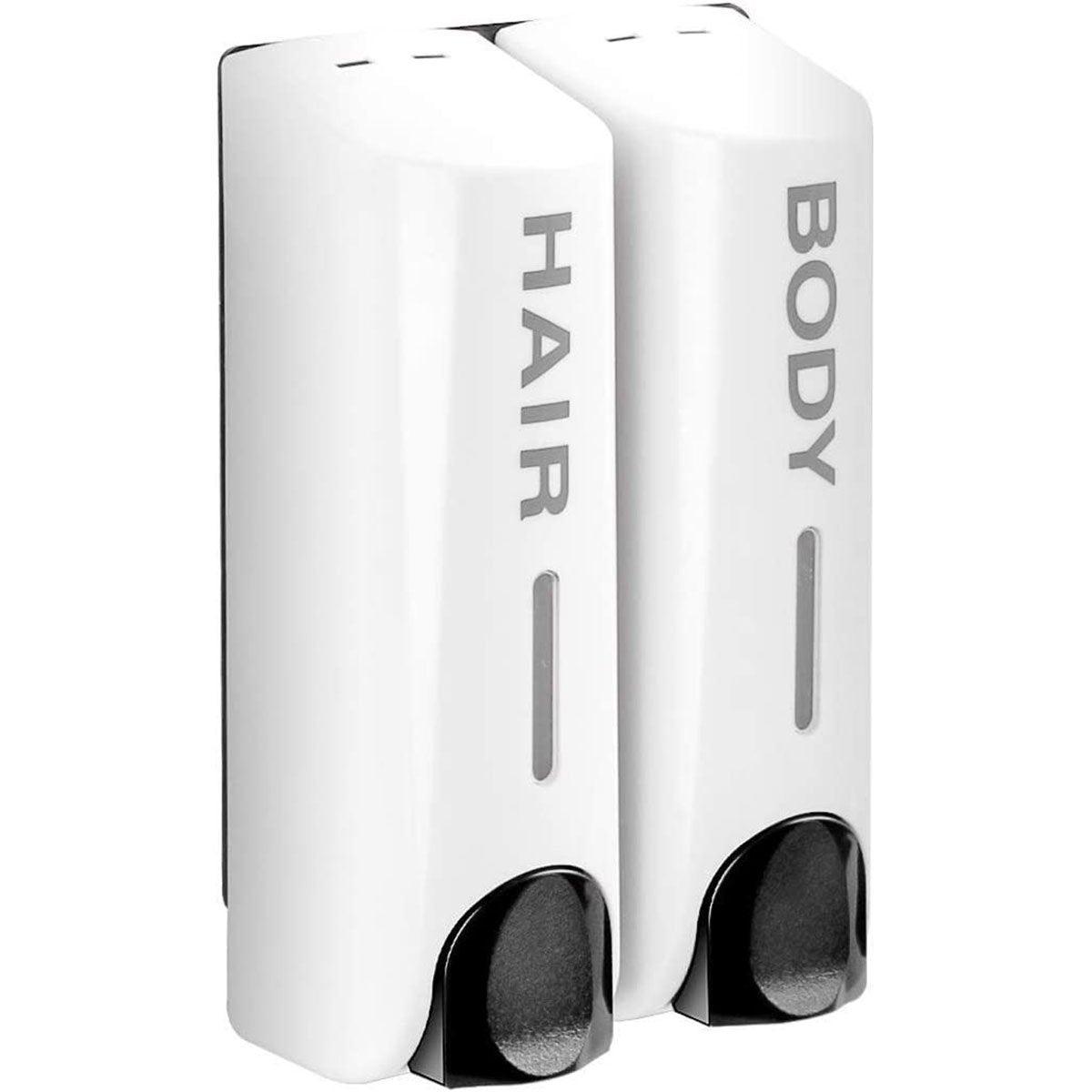 Wall-Mounted Soap Dispenser - Double Chamber, Black, for Shampoo & Hand Soap