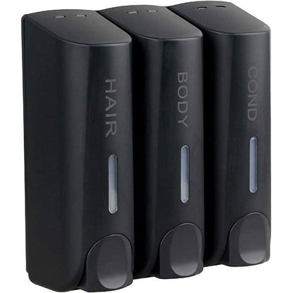 Wall-Mounted Soap Dispenser - Double Chamber, Black, for Shampoo & Hand Soap