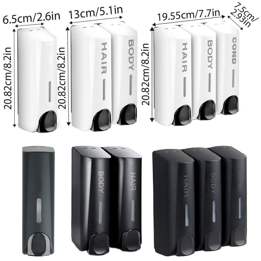 Wall-Mounted Soap Dispenser - Double Chamber, White, for Shampoo & Hand Soap - SuperSaverAU - view 1