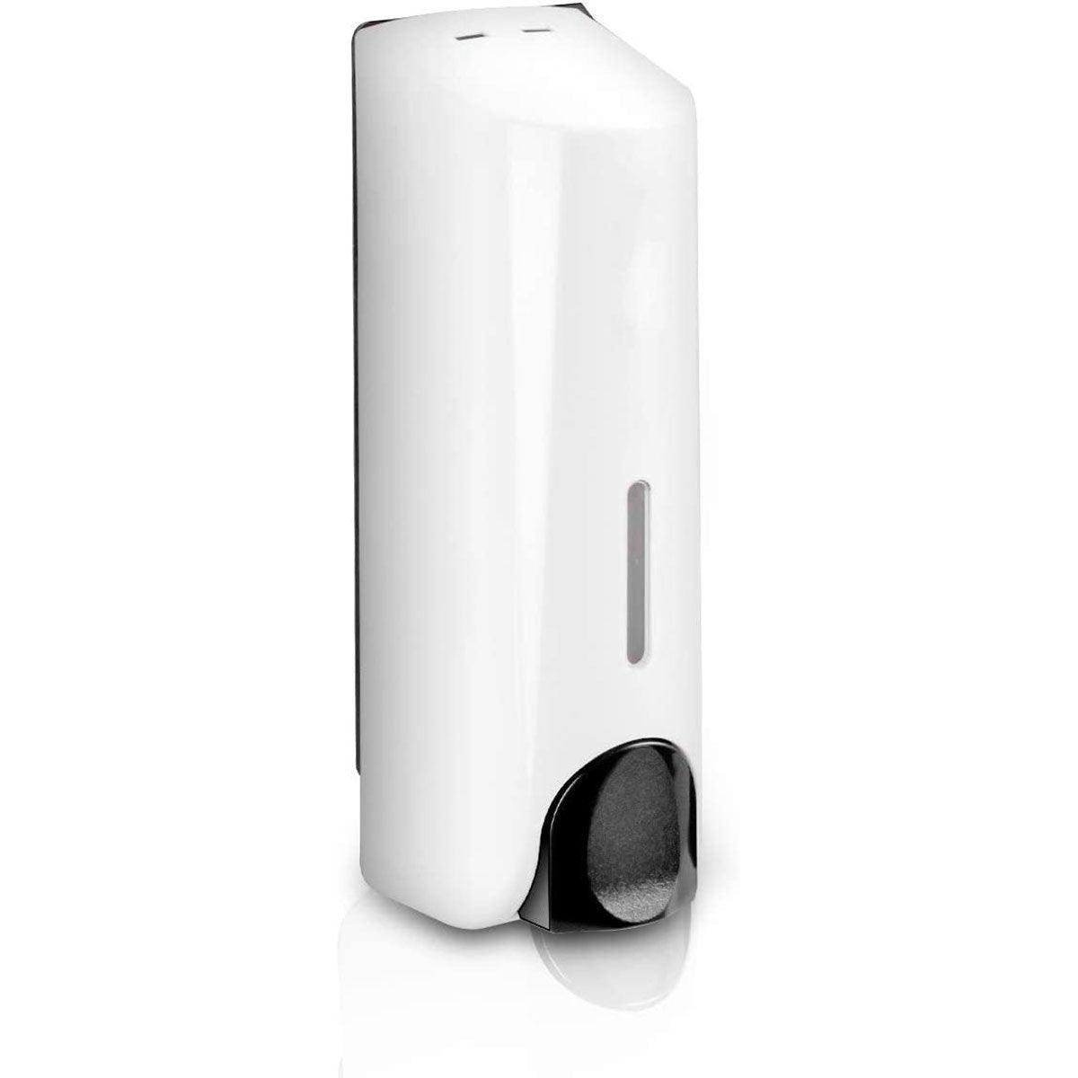 Wall-Mounted Soap Dispenser - Double Chamber, White, for Shampoo & Hand Soap