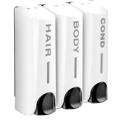 Wall-Mounted Soap Dispenser - Double Chamber, White, for Shampoo & Hand Soap