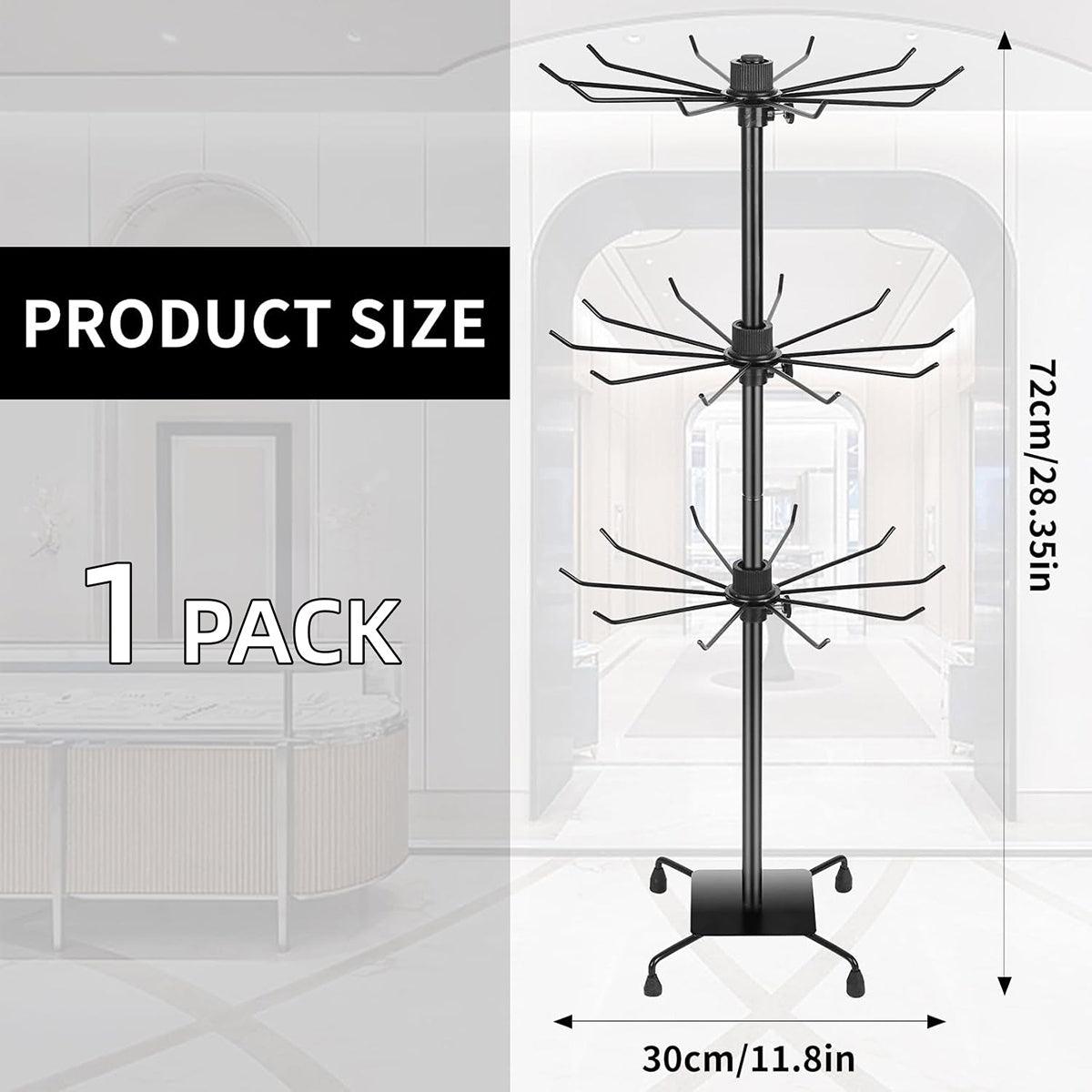 3-Tier Rotating Display Stand 63" with Adjustable Height & Wheels for Accessories - SuperSaverAU - view 2