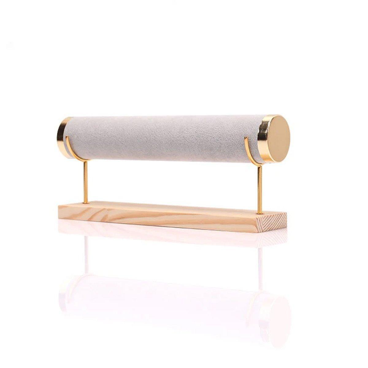 Wooden Bracelet Display Stand Single Tier Watch Bangle Holder Organizer Jewelry - Dark Grey - SuperSaverAU - view 7