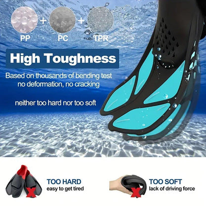 Adjustable Diving Flippers Swim Fins for Snorkeling Freestyle Training Gear - Black-S/M