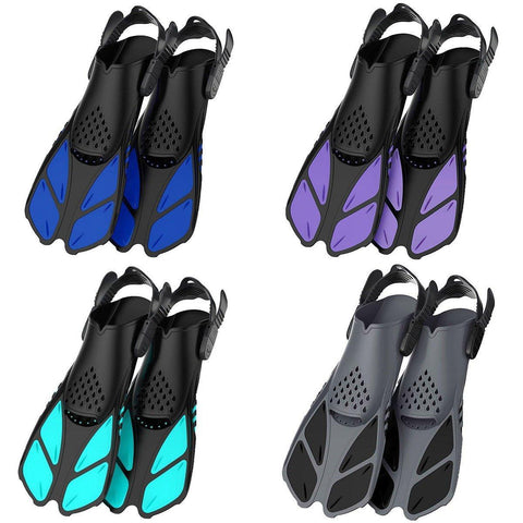 Adjustable Diving Flippers Swim Fins for Snorkeling Freestyle Training Gear - Blue-S/M - SuperSaverAU - view 2