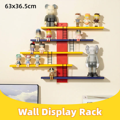Colorful Multi-Layer Wall Display Rack for Toys and Decor