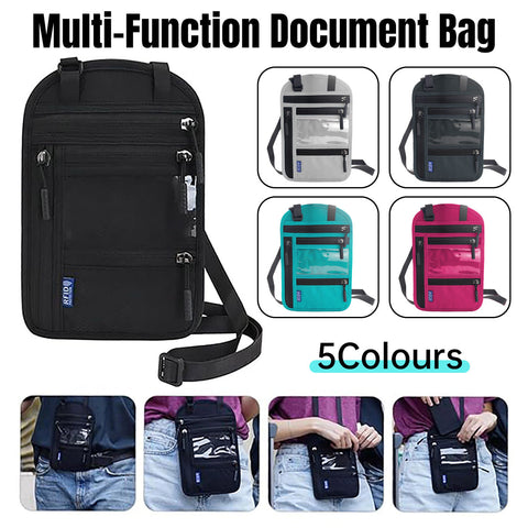 Premium Black RFID Travel Passport Document Neck Wallet