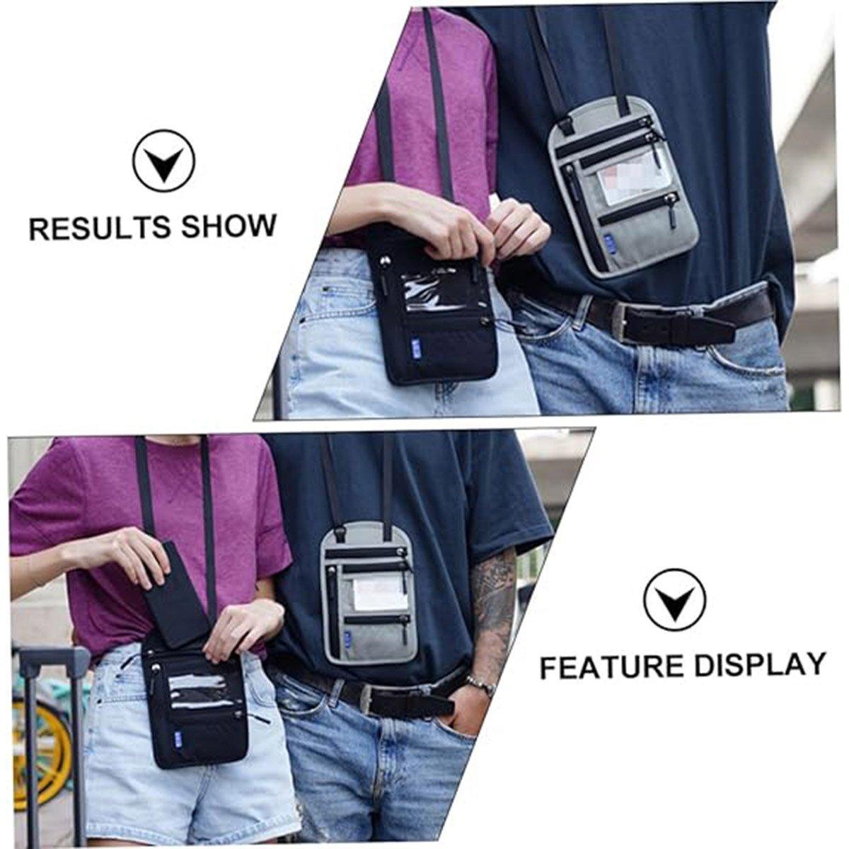 Premium Black RFID Travel Passport Document Neck Wallet