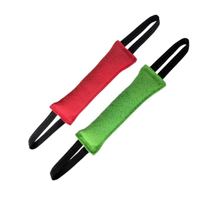 Durable Cloth Bite Stick Teether Dog Training Toy 11.8" - 2 Pack (Red & Green)
