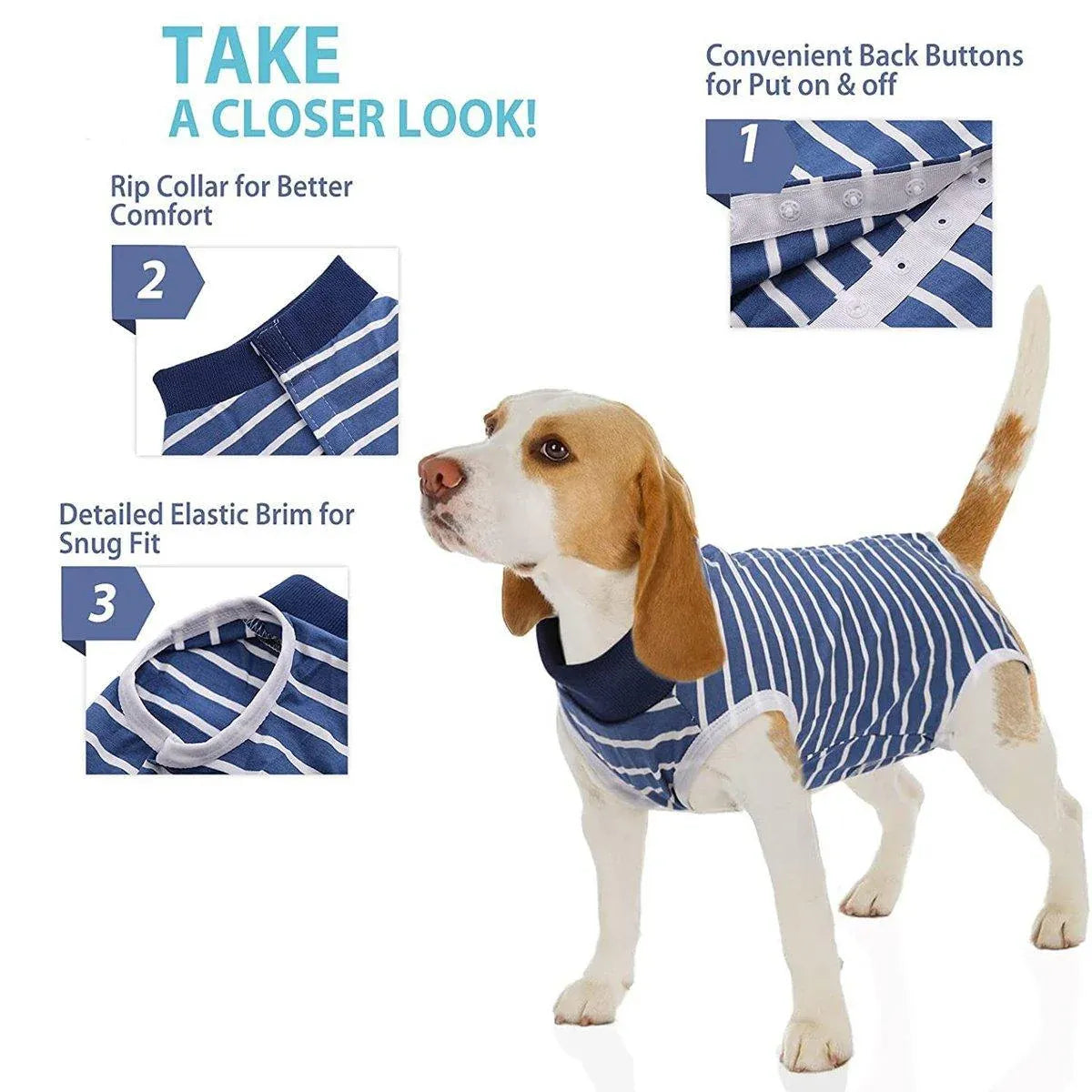 Premium Dog Recovery Suit Anti-Lick Wound Protector - Stripes XL