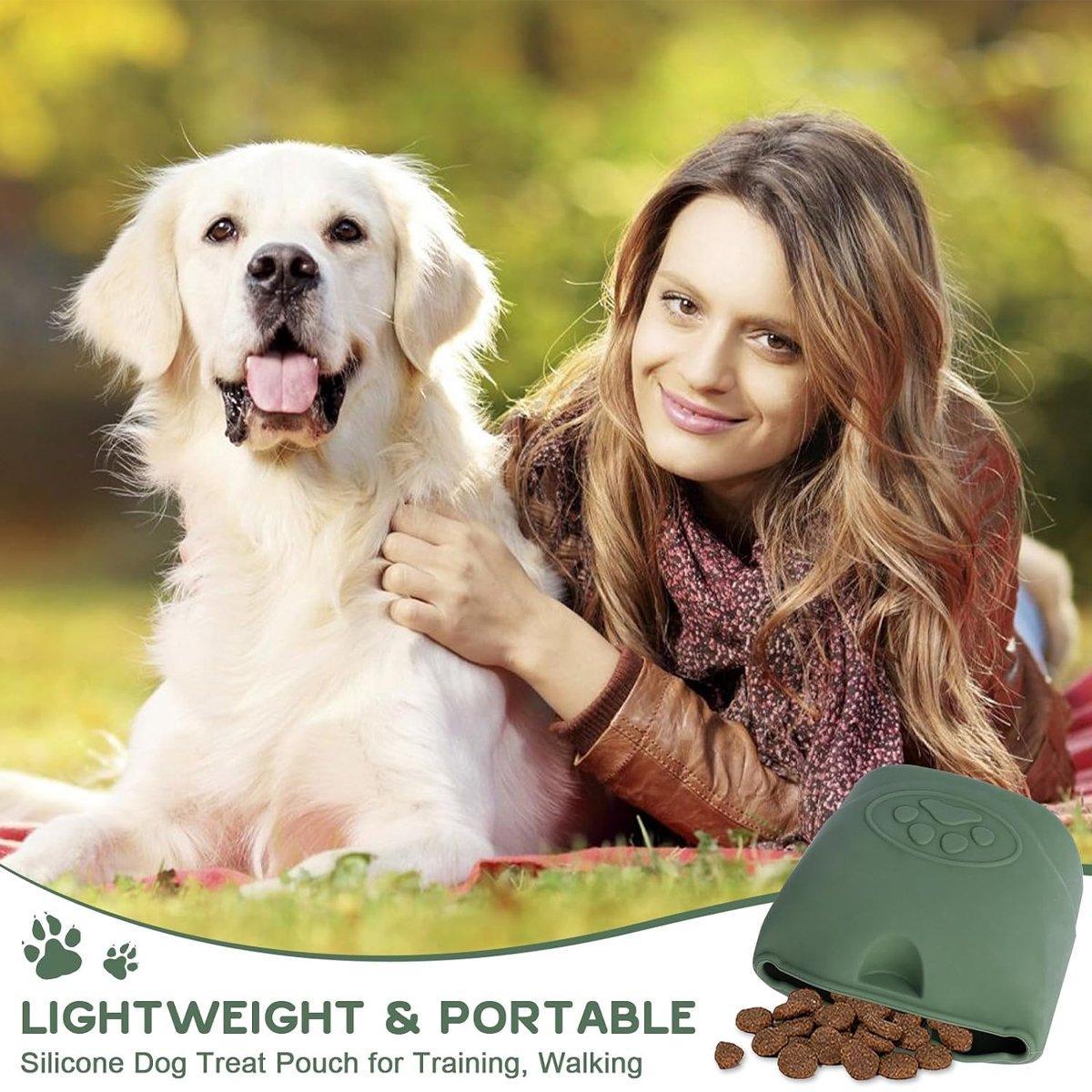 Premium Silicone Dog Treat Pouch with Magnetic Closure - Light Green