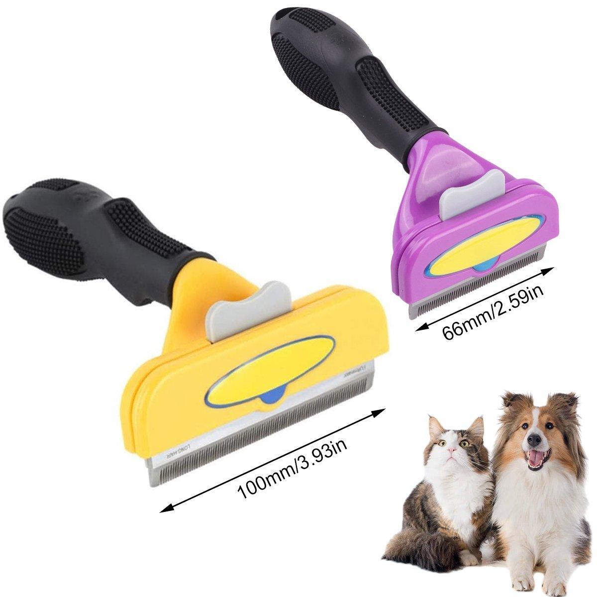Premium Pet Hair Removal Brush Deshedding Tool - Yellow