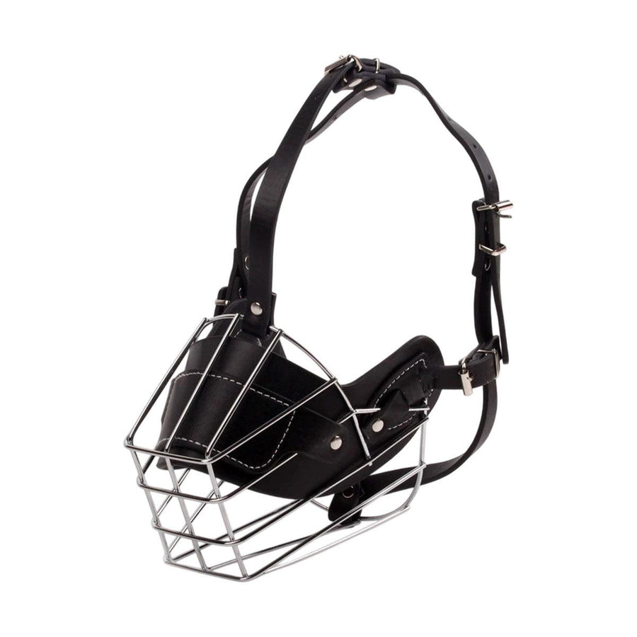 Premium Stainless Steel Basket Dog Muzzle - Black L