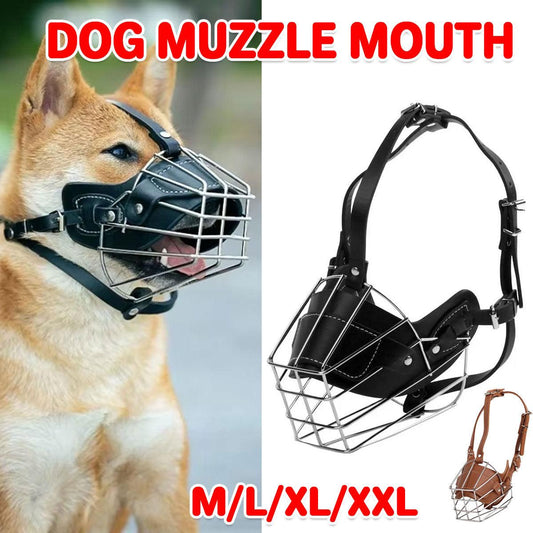Anti Bite Anti Bark Dog Muzzle Mouthguard Adjustable for Small Medium Large Dogs - Black-M