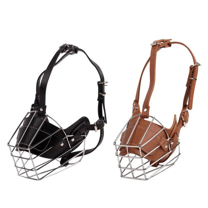 Anti Bite Anti Bark Dog Muzzle Mouthguard Adjustable for Small Medium Large Dogs - Brown-XXL