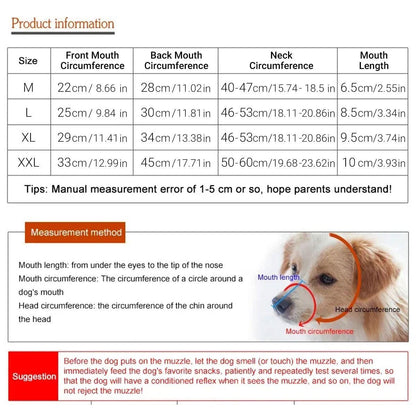 Anti Bite Anti Bark Dog Muzzle Mouthguard Adjustable for Small Medium Large Dogs - Brown-XXL