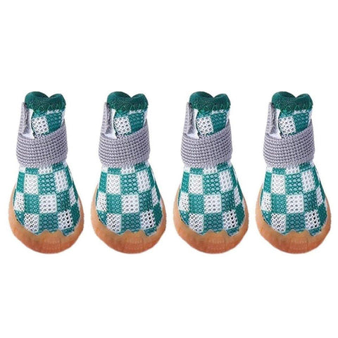 Premium Breathable Mesh Dog Shoes 4pcs - Green Size 1