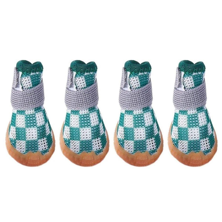Premium Breathable Mesh Dog Shoes 4pcs - Green Size 3