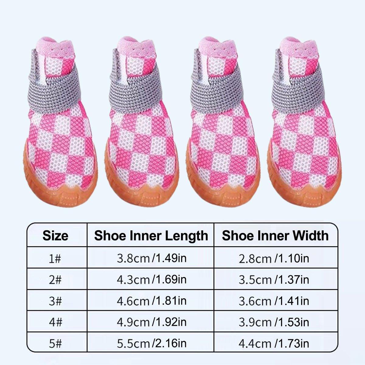 Premium Breathable Mesh Dog Shoes 4pcs - Pink Size 2