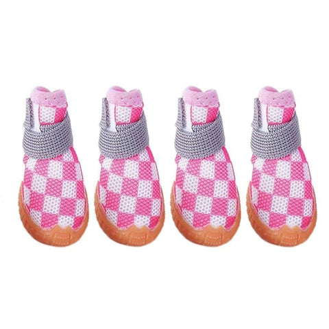 Premium Breathable Mesh Dog Shoes 4pcs - Pink Size 2