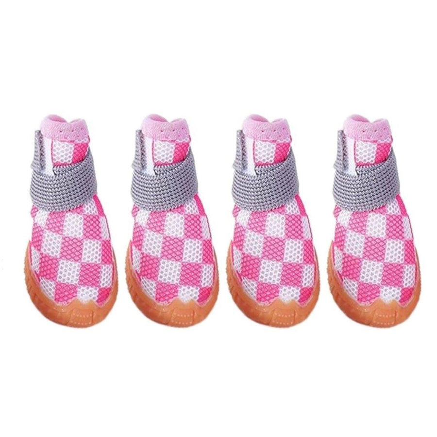 Premium Breathable Mesh Dog Shoes 4pcs - Pink Size 2