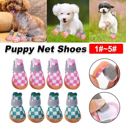 Premium Breathable Mesh Dog Shoes 4pcs - Pink Size 3