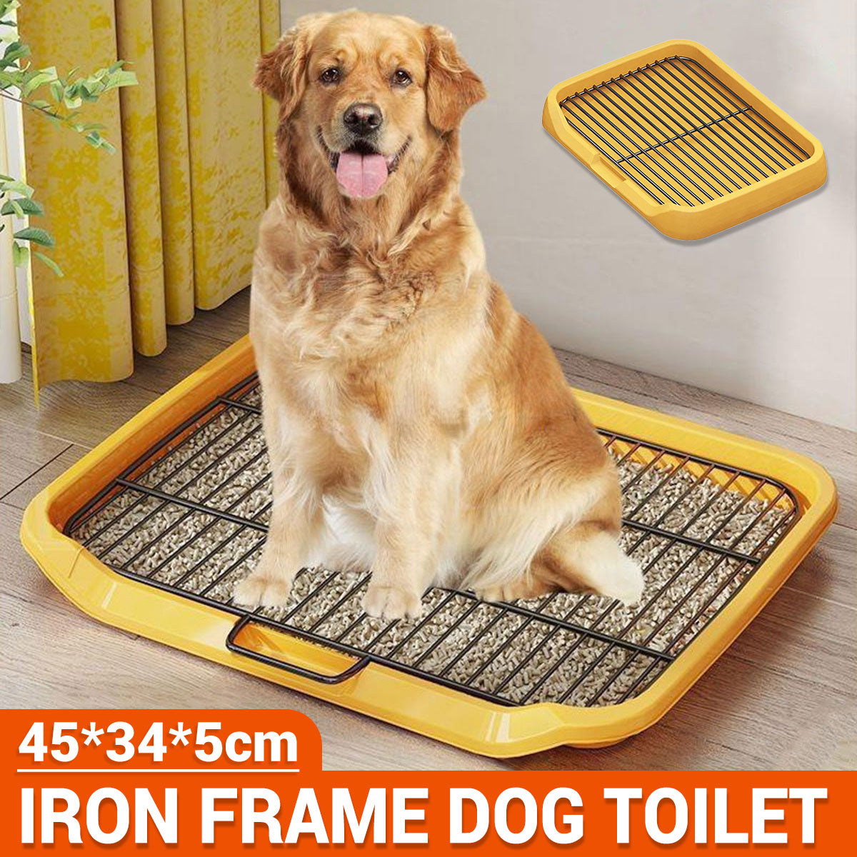Premium Yellow Indoor Dog Potty Training Tray - 45 x 34cm