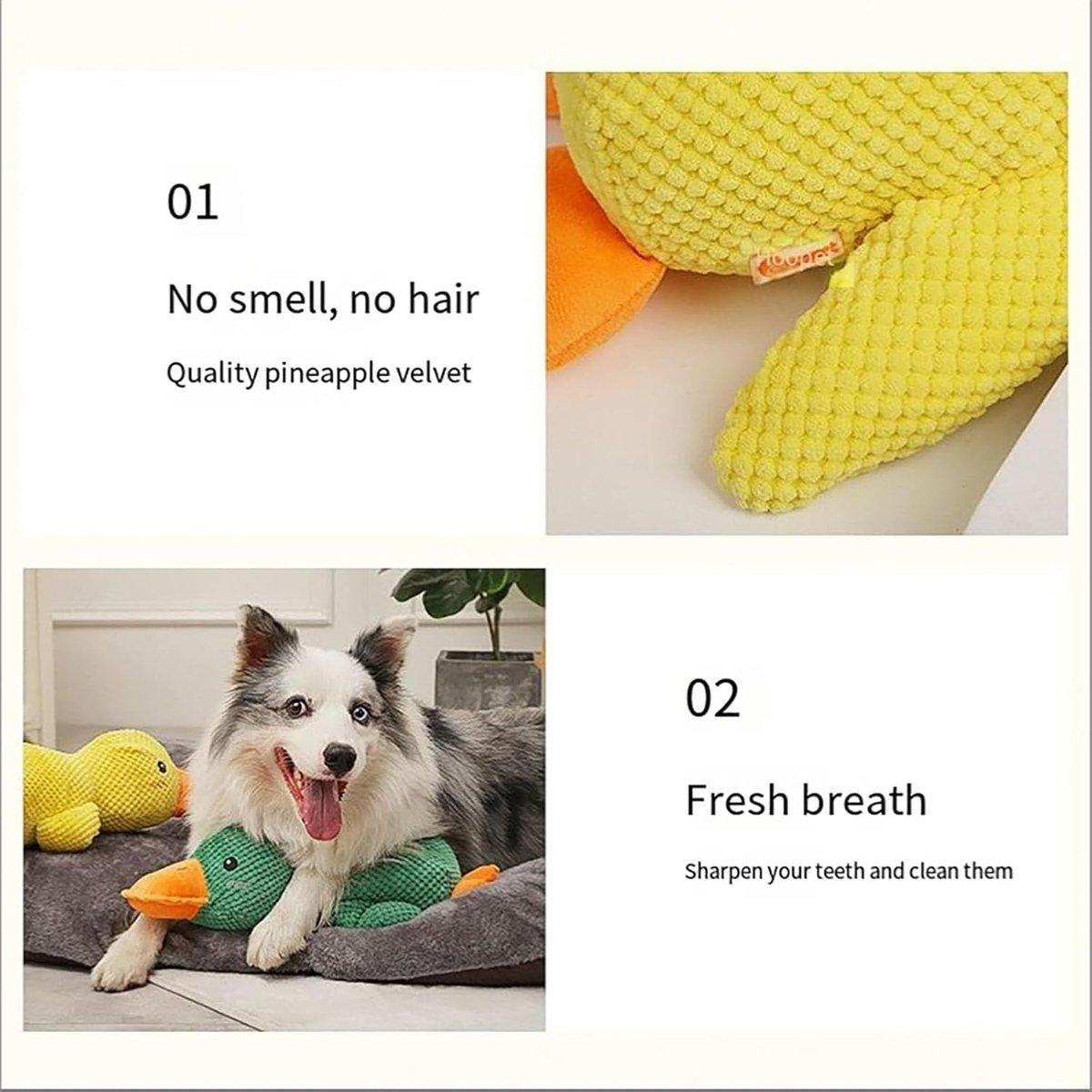 Plush Cartoon Duck Dog Toy - Interactive Squeaky Chew Toy 45cm - Green - SuperSaverAU - view 5