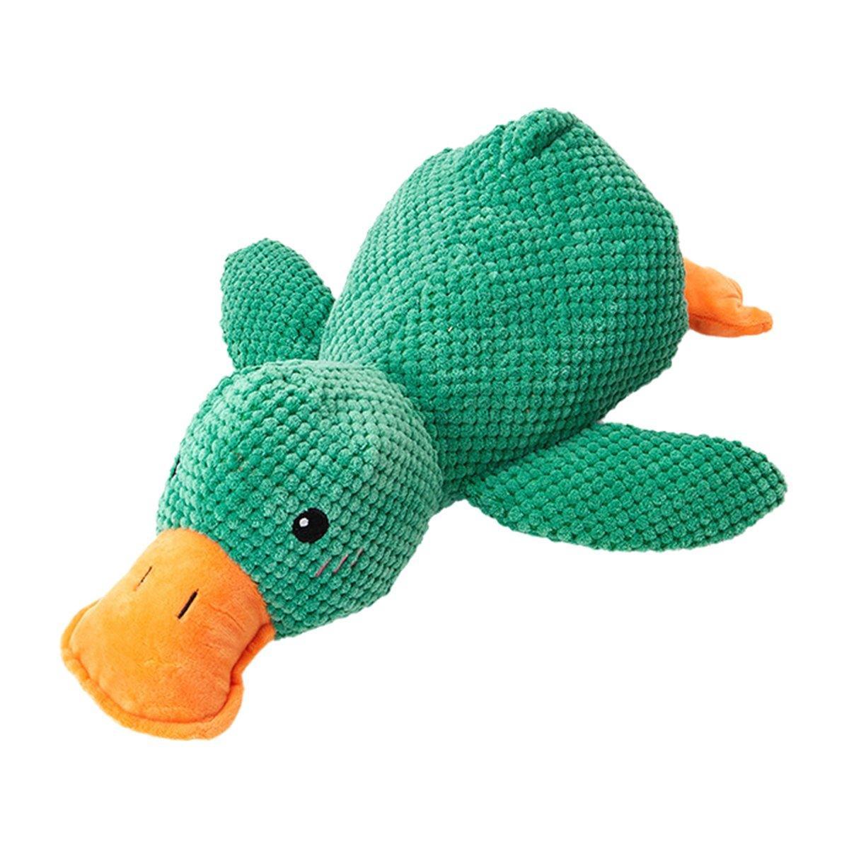 Plush Cartoon Duck Dog Toy - Interactive Squeaky Chew Toy 45cm - Green - SuperSaverAU - view 7