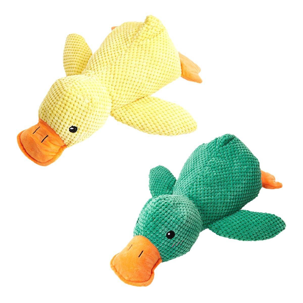 Plush Cartoon Duck Dog Toy - Interactive Squeaky Chew Toy 45cm x 38cm - Yellow - SuperSaverAU - view 2