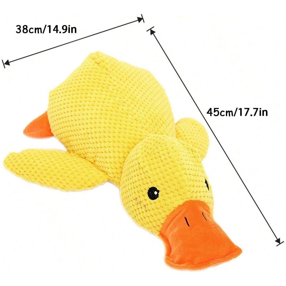 Plush Cartoon Duck Dog Toy Interactive Squeaky Pet Toy Durable Fun Chew Toy - Yellow