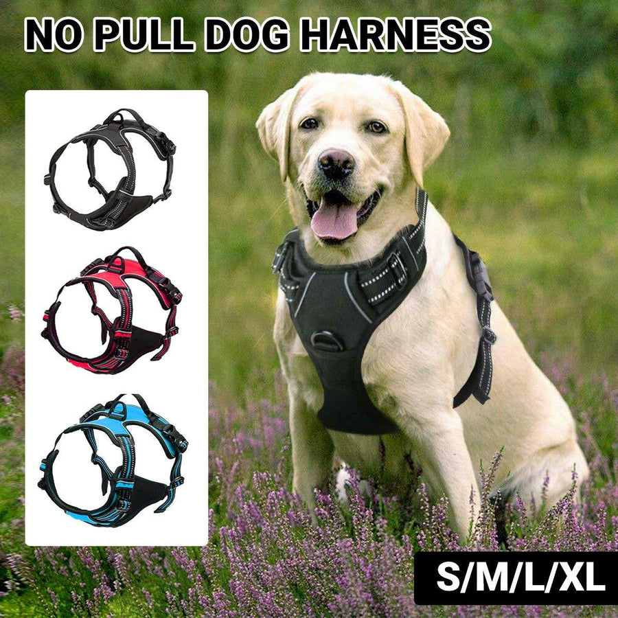 Premium Adjustable No-Pull Dog Harness with Reflective Strips - Black S
