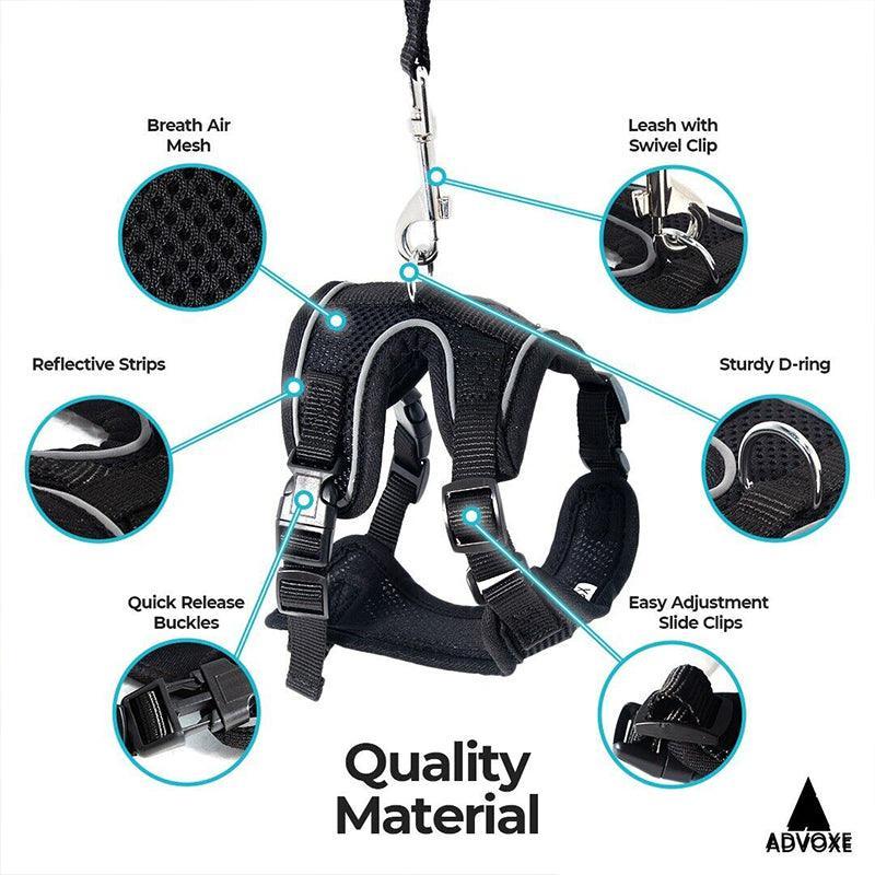 Premium Adjustable Pet Harness & Leash Set Reflective - S