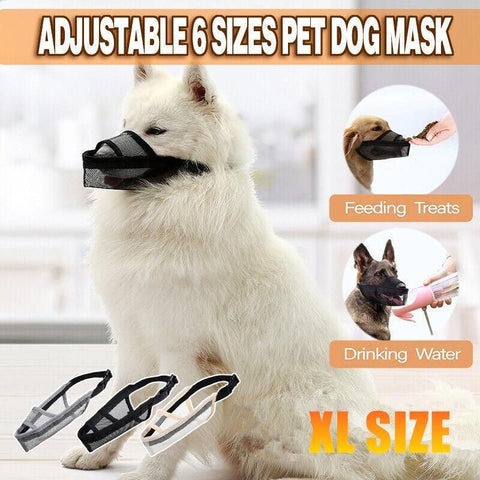 Premium Adjustable Dog Muzzle Breathable Nylon - Black XL