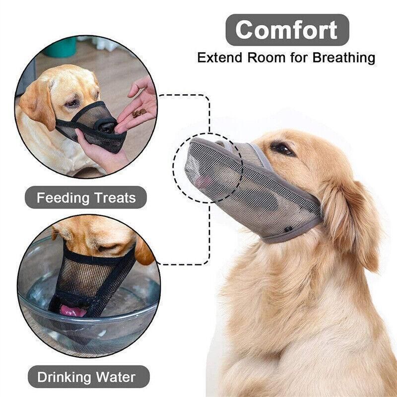 Premium Adjustable Dog Muzzle Breathable Nylon - Black XL
