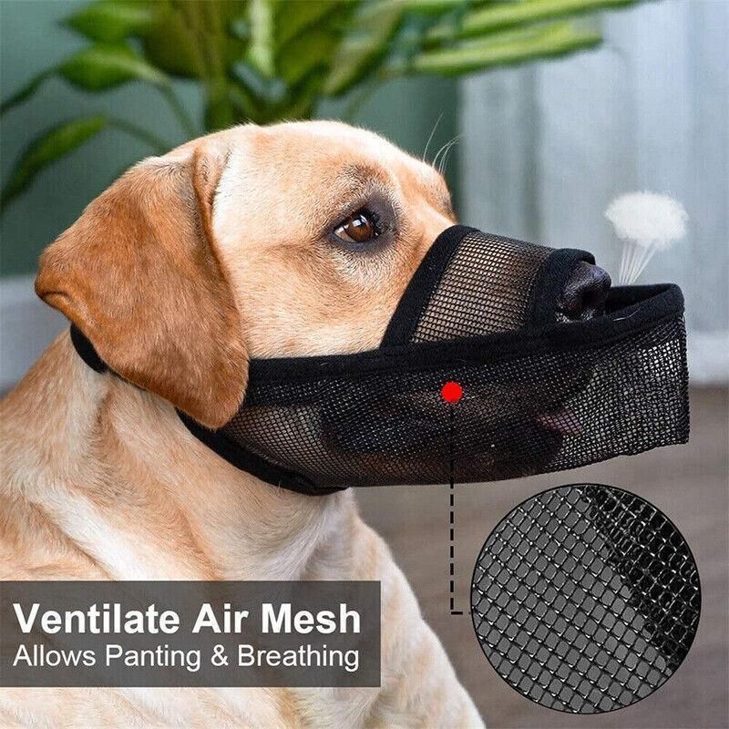 Premium Adjustable Dog Muzzle Breathable Nylon - Black XL