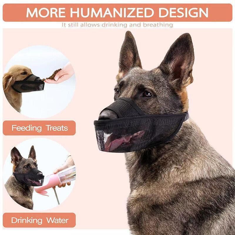 Premium Adjustable Dog Muzzle Breathable Nylon - Black XL