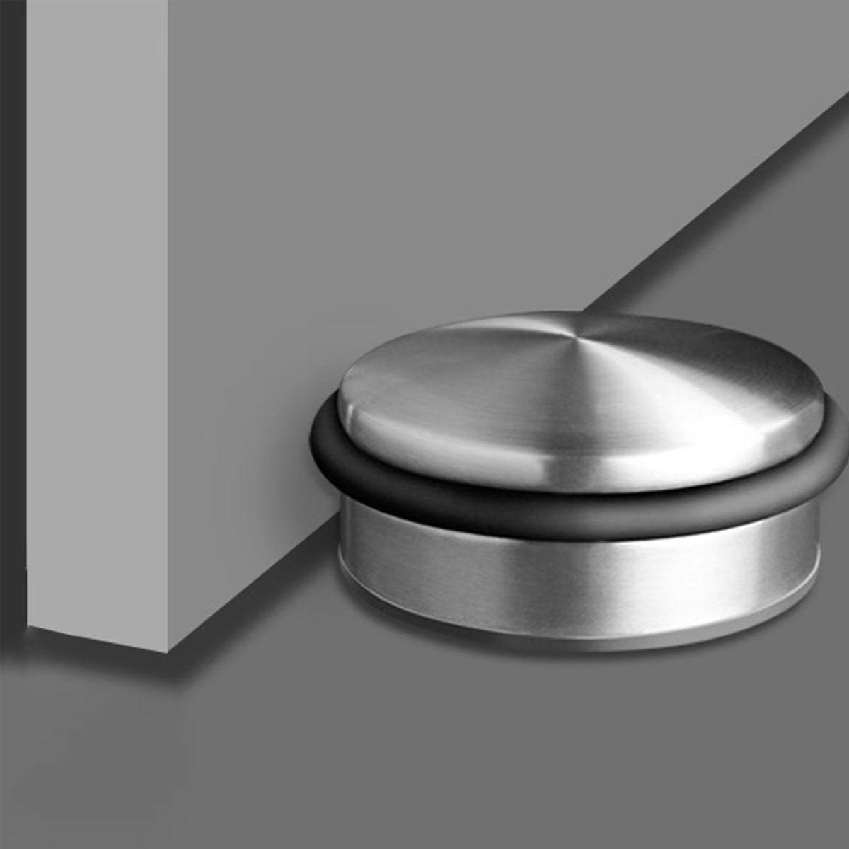 Premium Heavy Duty Rubber Door Stopper – Silver & Black