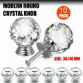 Crystal Glass Cabinet Knobs 40mm - 10Pcs, Round & Ball Shape, Includes Screws - SuperSaverAU - view 1