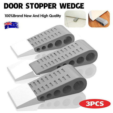 Premium Rubber Wedge Door Stoppers – Grey 3 Pack