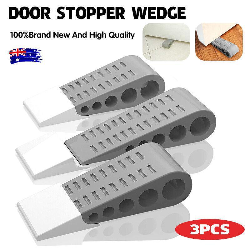 Premium Rubber Wedge Door Stoppers – Grey 3 Pack