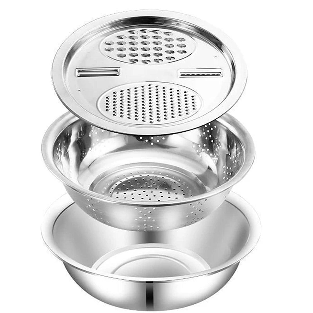 Premium 201 Stainless Steel 3-in-1 Basin & Colander Set