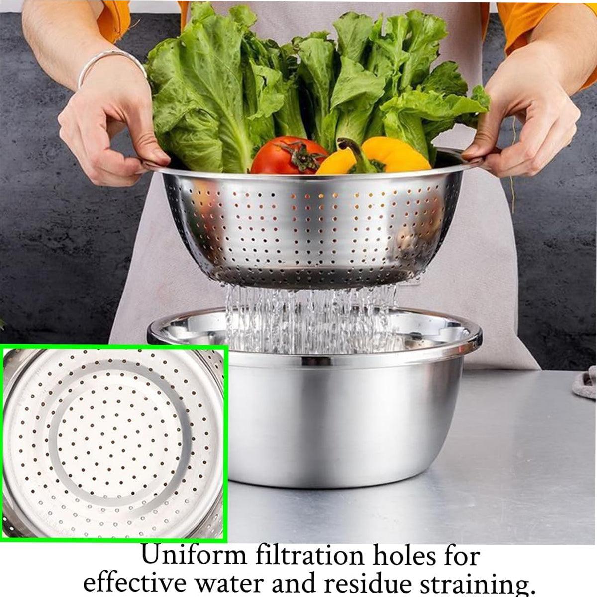 Premium 201 Stainless Steel 3-in-1 Basin & Colander Set