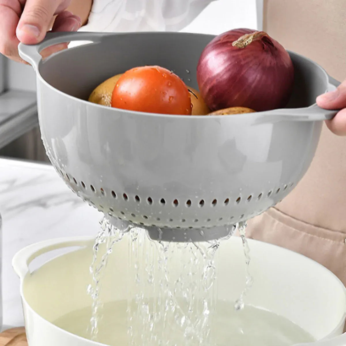 Premium 8 Piece Plastic Basin & Drain Basket Set