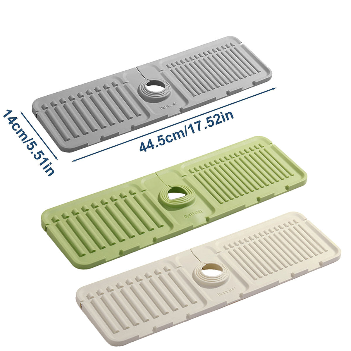 Premium Green Silicone Faucet Draining Pad Sink Splash Guard Mat 44.5x14cm