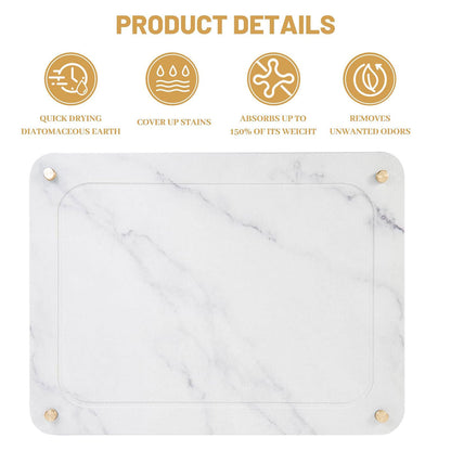 Diatom Mud Water-Draining Pad 30cm x 40cm - Quick-Drying, Eco-Friendly, Marble Design