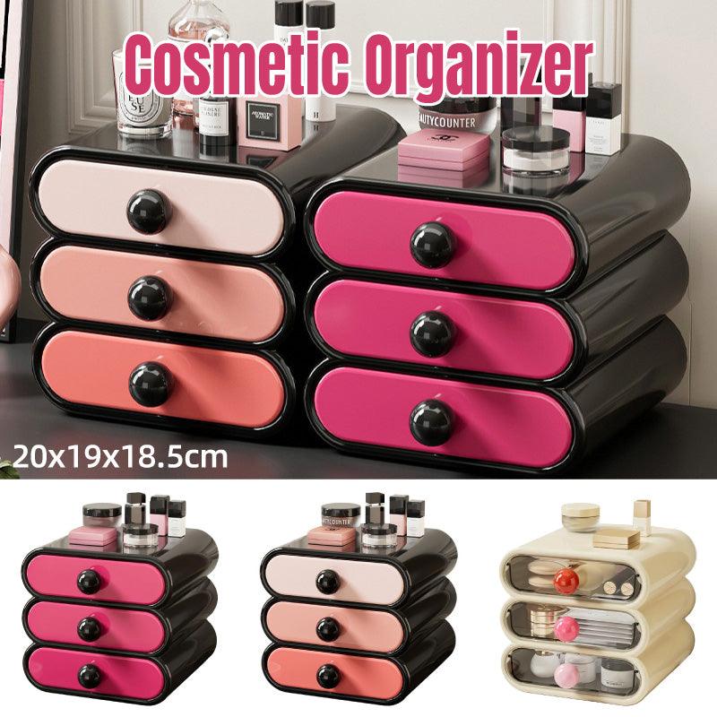 Premium White 3-Tier Cosmetic Organiser with Drawers and Top Tray 20x19x18.5cm