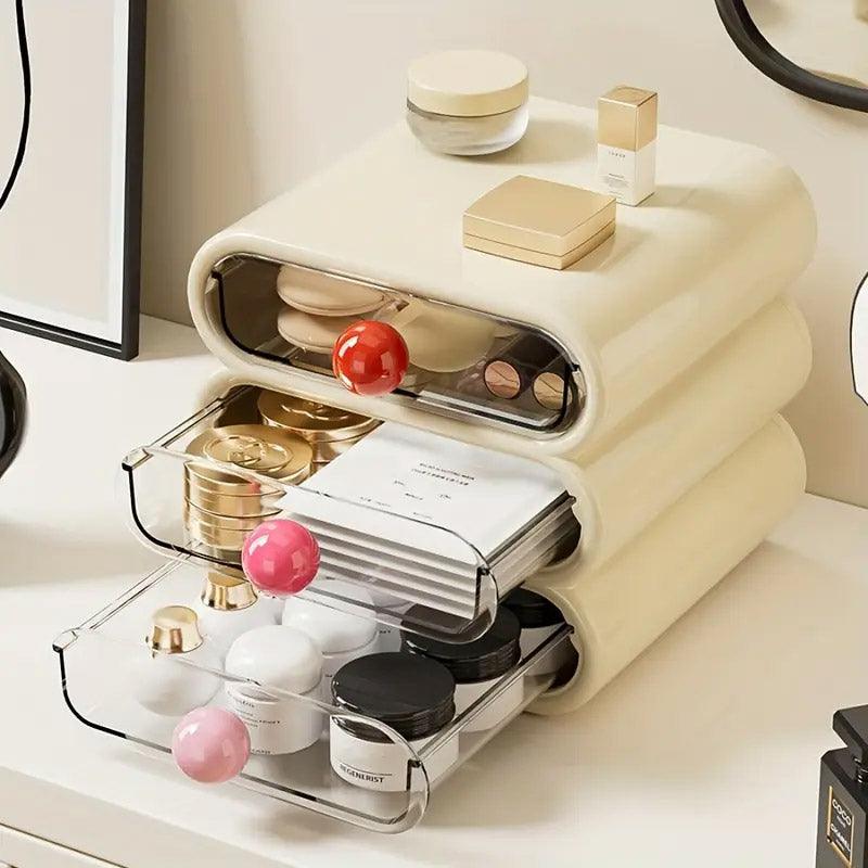 3-Tier Drawer Cosmetic Organizer for Makeup - White
