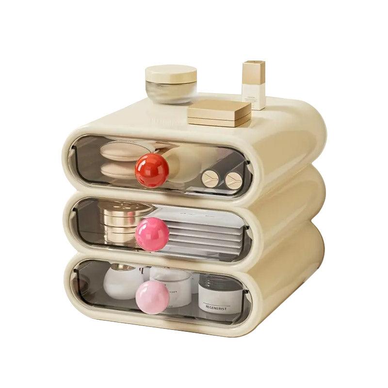 Premium 3-Tier Cosmetic Organiser with Drawers and Top Tray 20x19x18.5cm